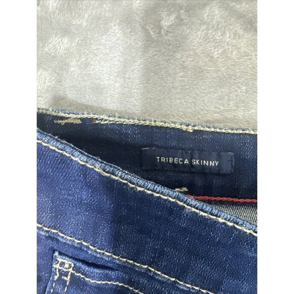Women’s Tommy Hilfiger Denim Jeans Tribeca Skinny Dark Wash Side Stripes Size 12 - Picture 7 of 15